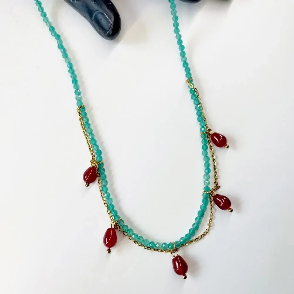NEW Stone & Crystal Double-Strand Necklace - Picture 7 of 8